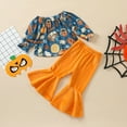 thumbnail image 3 of ITFABS Toddler Girls 2Pcs Halloween Outfits, Off Shoulder Tops + Flare Pants, 3 of 8