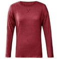 thumbnail image 4 of SNKSDGM Easter Shirt Womens Tops Trendy Xs Women's Solid Color Long Sleeve Round Neck Loose Fit Casual Top Plus Size Tops for Women Summer Cotton, 4 of 4