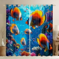 Erosebridal Sea Fish Curtains Pack of 2 (38x45), Colorful Coral 30%-50% Black Out Curtains, Ocean Sealife Curtains for Living Room, Window Curtains Room Decor