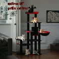 thumbnail image 7 of Pefilos 59" Multi-Level Cat Tree House with Large Hammock, Scratching Post, 2 Perches, Cat Tower with 3 Removable Pompom Sticks, Cat Condo, Black, 7 of 7