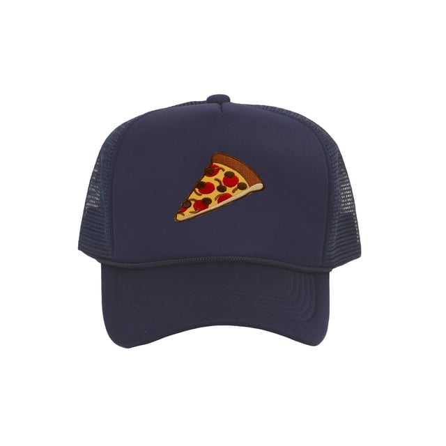 Adult Men's Pepperoni Pizza Slice Rope Foam Trucker Hat, Navy