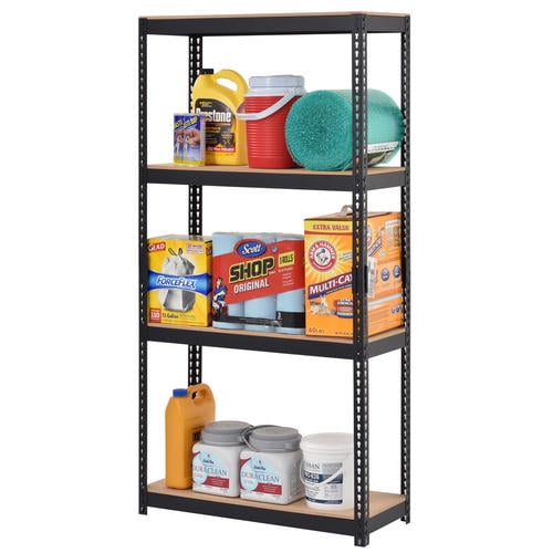 Muscle Rack 30" W x 60" H x 12" D 4Shelf Metal Shelving Unit, Black