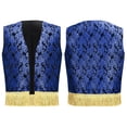 thumbnail image 4 of inlzdz Gilet Prince Arabe Sans Manches Brodé à Franges Mini Veste Bleu Royal 6, 4 of 4