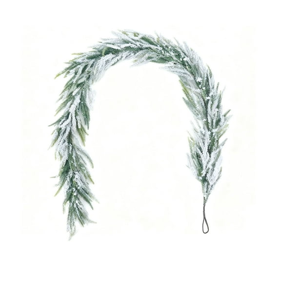 PEIBang Snow Flocked Pine Christmas Garlands5.9 FT Winter Pine Garland,Artificial Greenery Garland for Table,Mantle,Wall,Indoor Outdoor Christmas Decorations