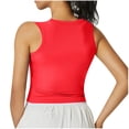 thumbnail image 4 of cfhntfmh Workout Tops for Women Slim Stretch Crewneck Sleeveless Basic Tank Shirts Soft Athletic Sports Cropped Camisole, 4 of 5