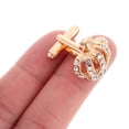 thumbnail image 5 of PENIKOKO 2Pcs Golden Crown Cufflinks Mens Rhinestone Shirt Button Covers Elegant Zinc Alloy Jewelry, 5 of 8