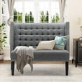 thumbnail image 3 of 46" Small Modern Loveseat Settee Sofa 2-Seat Sofa Couch Tufted Love Seat Dining Bench with Nail Head Trim Back Banquette Sofas for Living Room Small Space Entryway Hallway Slate, 3 of 17