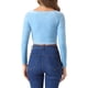 thumbnail image 3 of INSPIRAR CHIC Blusas Cortas de Terciopelo de Manga Larga sin Hombros para Mujeres XL Azul Claro, 3 of 6