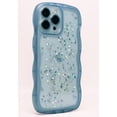 thumbnail image 4 of for iPhone 13 Pro Case 6.1" Curly Wave Edge Design Transparent Bling Glitter Star Shiny Case Cute Clear Transparent Full Protection Soft TPU Shockproof Phone Cover for Women Girls, Blue, 4 of 15