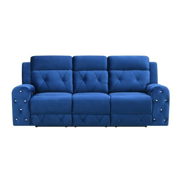 Global Furniture Usa Jewel Embellished Blue Power Recliner Sofa