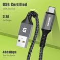 thumbnail image 3 of BrexLink USB-C to USB A Cable, Type C Charger Fast Charging Cord Nylon Braided for Galaxy S20 S10 S9 S8 A73 A51 A13, Note 20 10, LG G8 G7, PS5 Controller USB C Charger(3.3ft+3.3ft, Grey), 3 of 9