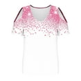 thumbnail image 5 of Cold Shoulder Tops for Women Summer Tunic Short Sleeve Cute V Neck Floral Blouses Classic Flowy Casual Shirts (2XL, Pink 1), 5 of 7