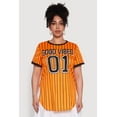 thumbnail image 2 of Womens Plus Size Good Vibes 01 Pinstripe Baseball Jersey, 2 of 5