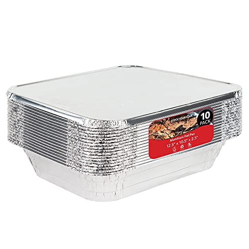 Stock Your Home 9x13 Pans with Lids (10 Pack) - Aluminum Foil Pans with