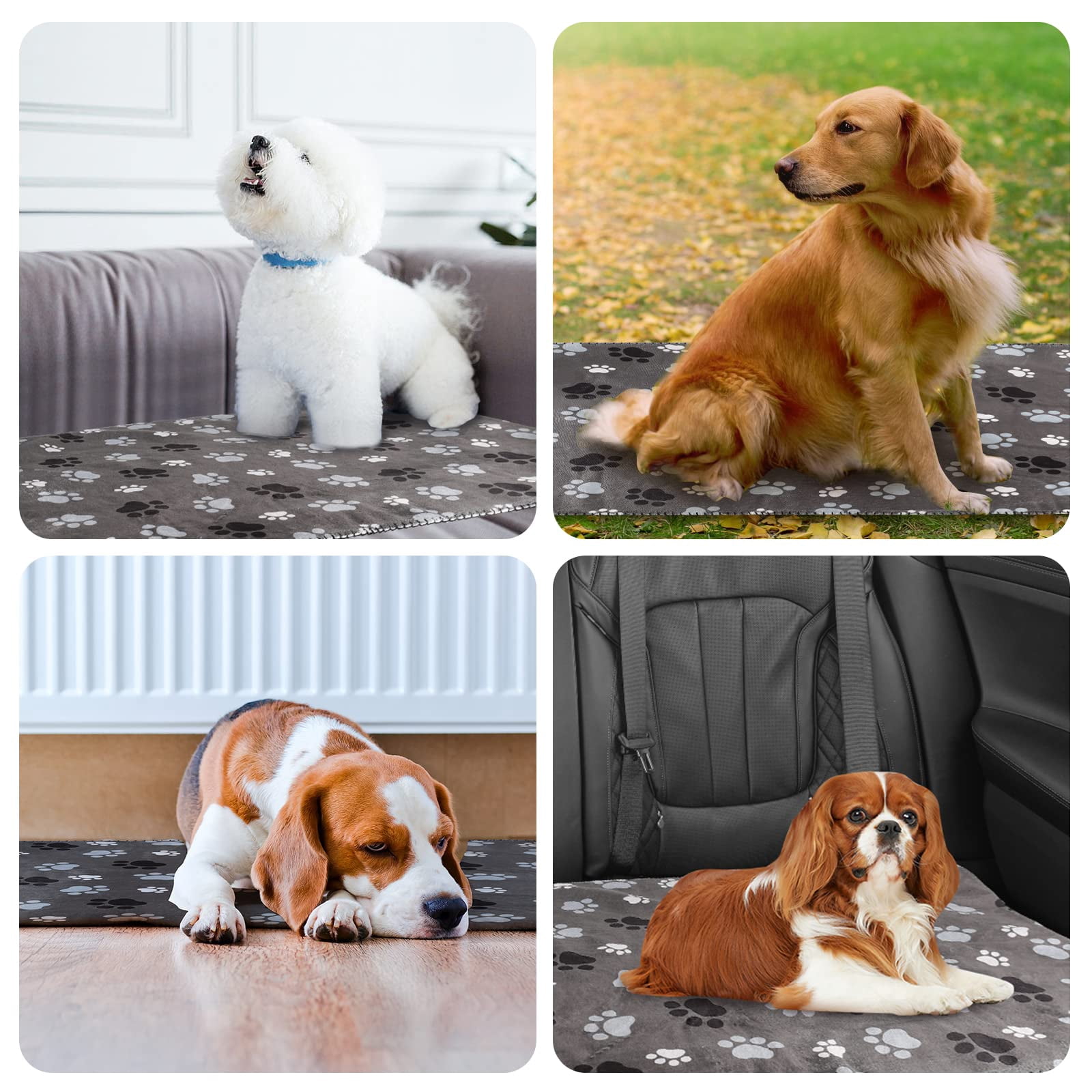 Waterproof Pet Blanket Dog Blankets  Pattern Printing Super Soft Warm Fluffy Facecloth Sofa Car Bed Protector Urine Proof Washable For Puppy Large Dogs & Cats(dog Paw130cm*153cm)