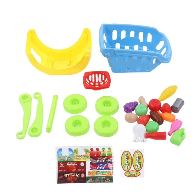Fruit Shopping Cart Toys, Grocery Cart Toy Fall Resistant Funny Multipurpose For Children Blue,Pink