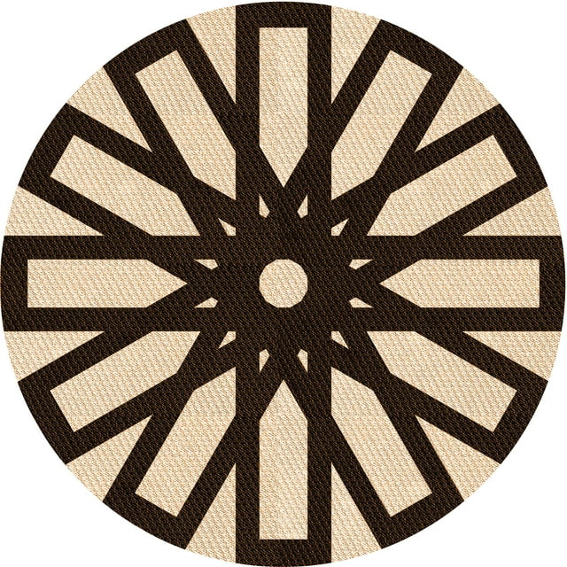 Ahgly Company Machine Washable Indoor Round Transitional Deep Peach Orange Area Rugs, 4' Round