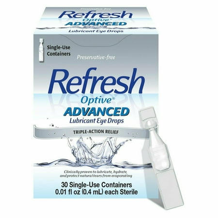 Refresh Optive Advance Triple Action Optical Drops, Unisex, 30ct, 4-Pack
