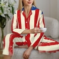 thumbnail image 6 of Disketp America Flags2 Pajamas Set Long Sleeve Sleepwear Womens Button Down Nightwear Pj Sets-{designName}-Large, 6 of 7