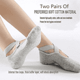 thumbnail image 2 of Professional Thick Yoga Socks for Women Non-Slip Grips & Straps, Ideal for Pilates, Ballet, Dance, Barefoot Workout - Light Gray, 2 of 6