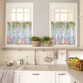thumbnail image 4 of Kitchen Curtains Set, Spring Easter Kitchen Curtains and Valances Set, Blue Plaid Floral Botanical Easter Eggs Rod Pocket Tier Curtains 36 Inch Length for Cafe/Bedroom Windows, 4 of 6