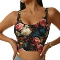 thumbnail image 3 of Goofa Rose Flowers Printed Sports Bras for Women, High Impact Running Bra Workout Crop Tank Tops Longline Sports Bra Push up-Large, 3 of 9