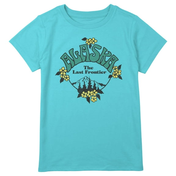 Girl's Lost Gods Alaska The Last Frontier Mountains Graphic Tee Blue X Large Plus