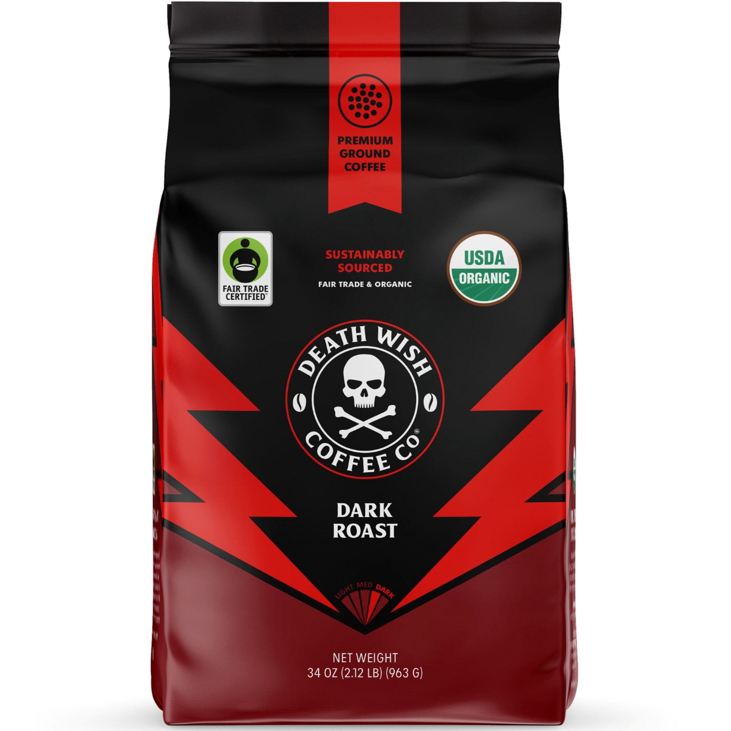 Curated visual reference: Picture Idea: Death Wish Organic Dark Roast Ground Coffee 34 Oz