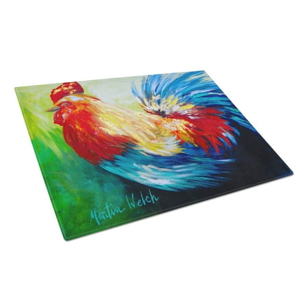 

Caroline s Treasures Bird - Rooster Chief Big Feathers Glass Cutting Board Large