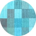 thumbnail image 1 of Ahgly Company Indoor Round Checkered Light Blue Modern Area Rugs, 6' Round, 1 of 4