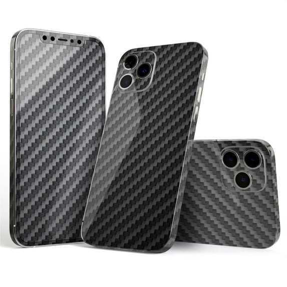 Design Skinz Textured Black Carbon Fiber Full Body Skin Decal Wrap Kit Compatible with Apple iPhone 11 (Screen Trim & Back Skin)