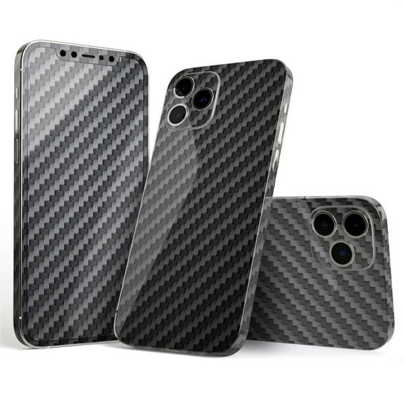 Design Skinz Textured Black Carbon Fiber Full Body Skin Decal Wrap Kit Compatible with Apple iPhone 12 Mini (Screen Trim & Back Skin)
