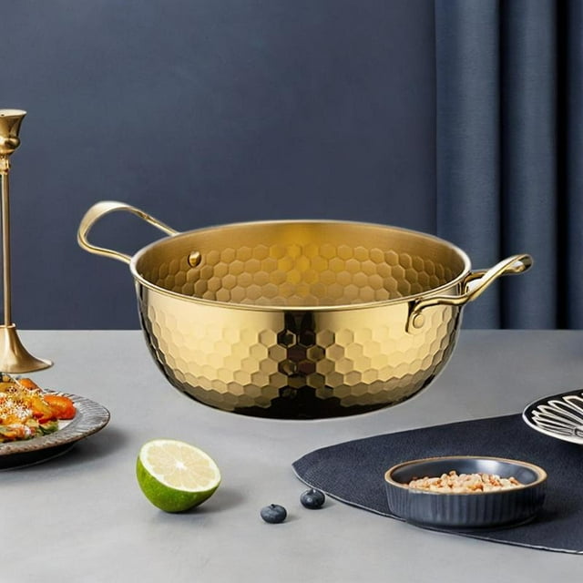 Olla de Ramen de Corea BLESIY de Acero inoxidable para sopa fideos instantáneos 22cm Oro