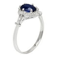 thumbnail image 2 of 10k White Gold Vintage Style Genuine Oval Sapphire and Diamond Halo Ring, 2 of 5