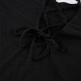 thumbnail image 4 of Gibobby Vestidos de sueter elegantes Vestido de encaje sin espalda de color liso para mujer con cintura de manga trompeta con borde de oreja de(Negro,CH), 4 of 5