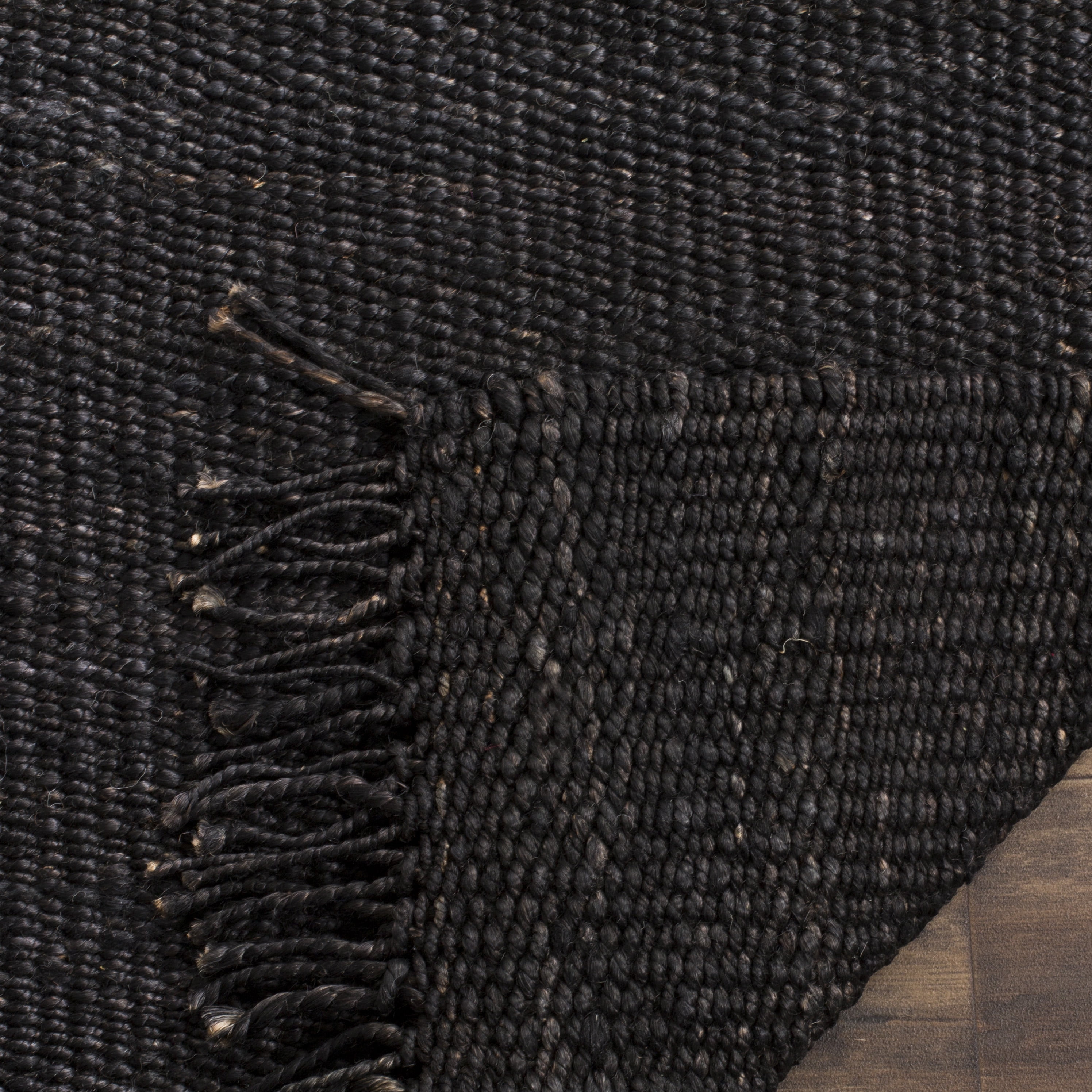 SAFAVIEH Natural Fiber Clara Braided Jute Area Rug, Black, 4' x 4' Square