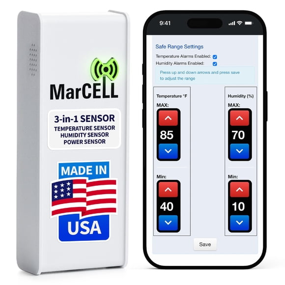 MarCELL Cellular Temperature, Humidity & Power Monitor (Verizon) - Made in The USA - RVs, Pet Safety Monitoring, Second Home Monitoring, Greenhouse M