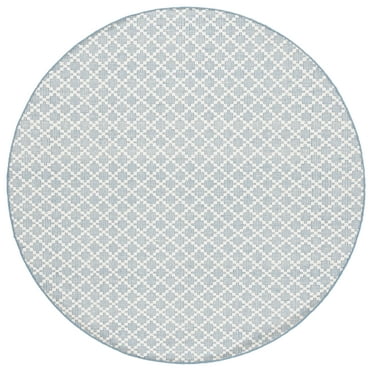 SAFAVIEH Vermont Jilliean Diamond Quatrefoil Area Rug, Blue/Ivory, 6' x 6' Round