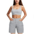 thumbnail image 2 of Sngxgn Women's Workout Running Shorts Spandex High Waisted Shorts with Liner Pockets(Grey,L), 2 of 4