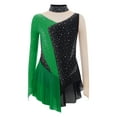 thumbnail image 3 of TSSOE Figure Ice Skating Dress for Girls Long Sleeve Skirted Leotard Sparkly Ballet Dance Dress for Performance Dark Green 14, 3 of 5