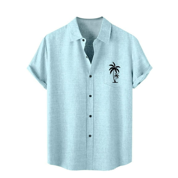 GHSOHS Mens Dress Shirts Trendy Long Sleeve Shirts for Men Light Blue Button Up Shirts Men's Floral Shirts Button Down Tropical Holiday Beach Shirts Hawaiian Shirt Summer Beach Dress Shirts 3XL