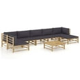 thumbnail image 1 of vidaXL 8 Piece Garden Lounge Set with Dark Grey Cushions Bamboo, 1 of 12