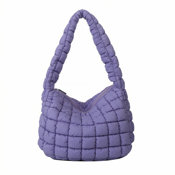 GASTROPOD Puffy Tote Bag,Keys Puffer Purse,Widened Strap Puffy Bag,Purple