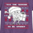 thumbnail image 3 of SpongeBob SquarePants - Spongebob Xmas Sweater - Toddler & Youth Girls Short Sleeve Graphic T-Shirt, 3 of 6