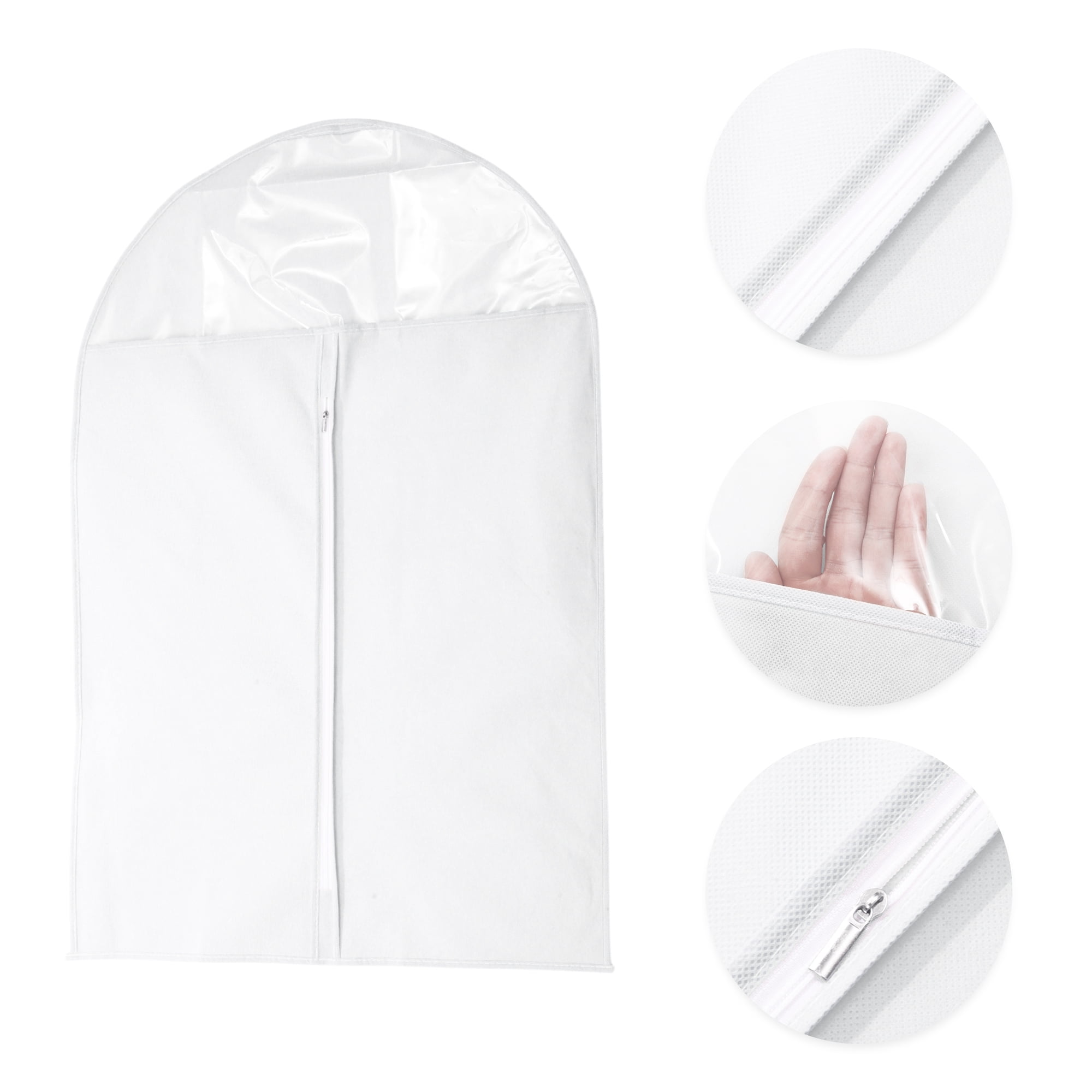 Unique Bargains 3 Pcs Dustproof Thickened Garment Bag White 35.43"x23.62"