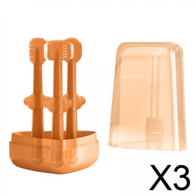 3xBaby Cepillo De Dientes Limpiador Cepillo De Dientes De Limpieza Bucal Para 0-18 Meses Naranja