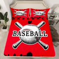 thumbnail image 2 of Homewish Cartoon Baseball Sports Full Size Sheets for Kid, Red Black City Print Bed Sheets, Modern Ball Gaming Sheet Sets, Luxury Bedroom Decor, 4-Piece, 2 of 7
