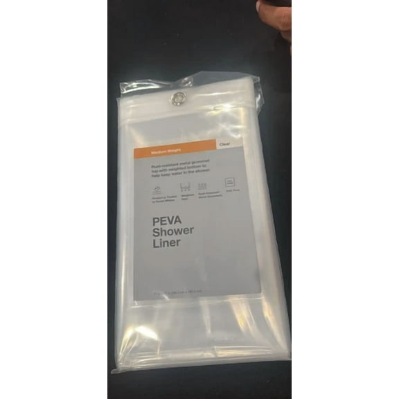 STARLIGHT- Peva Medium Weight Shower Curtain Liner Clear Weighted 71" X 71" Threshold