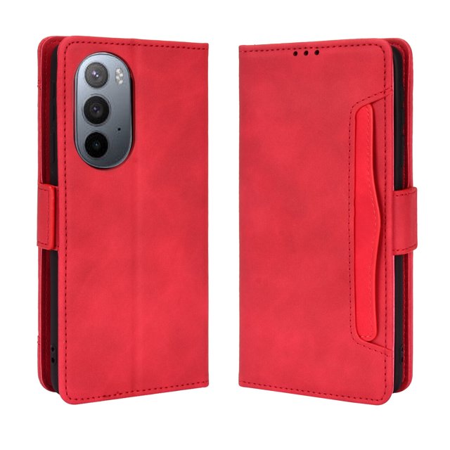 Case for Motorola Edge 30 Ultra Cover Adjustable Detachable Card Holder Magnetic closure Leather Wallet Case - Red