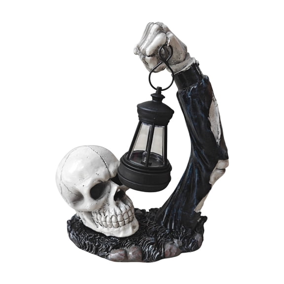 Lilixerw Halloween Skull Lantern,Resin Craft Decor for Spooky Home&Outdoor Party,Table Porch Shelf Decoration,Gothic Holiday Display Ornament